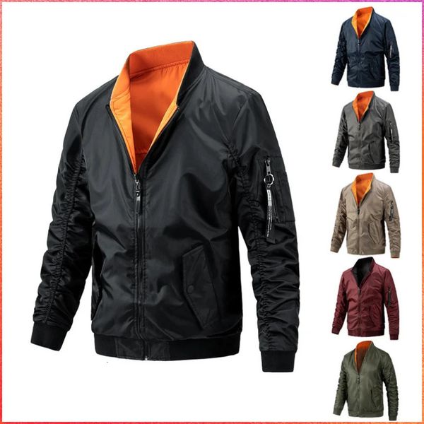 2024 Doppi lati indossano giacca bomber Fly Pilot Jacket Military Airborne Flight Tattico da uomo Zipper Wear Bomber Jacket 240309