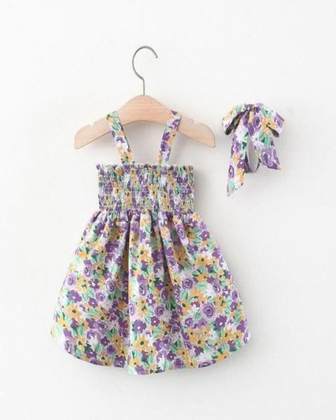 Girl039s платья летнее платье для маленьких девочек комбинезон с принтом розы модная милая повязка на голову с принтом для младенцевGirl039s5420447