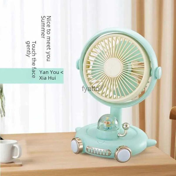 Fãs elétricos Cute Pet Desktop Ventilador de carregamento USB para uso doméstico dois em uma lâmina de plástico Night LightH240313