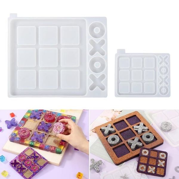 Ferramentas de artesanato floridliving jogo de tabuleiro resina de silicone moldstic tac toe molde com 4 peças de xadrez moldes diy mesa para kids200x