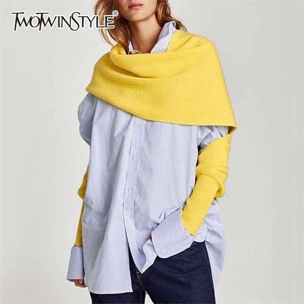 TWOTWINSTYLE Frühling Herbst Stricken Schals Für Frauen Plus Dicke Warme Mode frauen Schal Koreanischen Stil Zubehör Flut 201231i