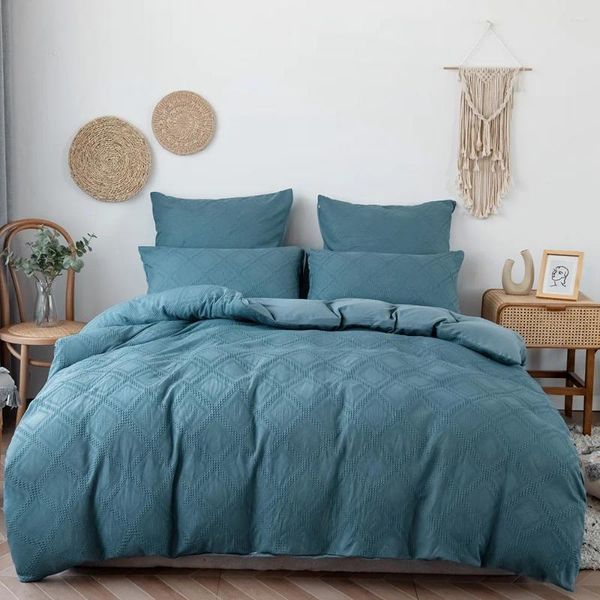 Conjuntos de cama Conjunto de luxo Decoração de quarto Capas de edredão Moda Fronhas Sólidas Roupas de cama Roupa de cama Casa Consolador Capa Colcha