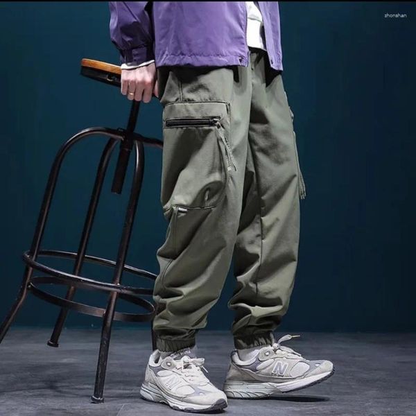 Мужские брюки-карго в стиле хип-хоп, мужские свободные шаровары, мешковатые повседневные брюки до щиколотки, черные, зеленые спортивные штаны