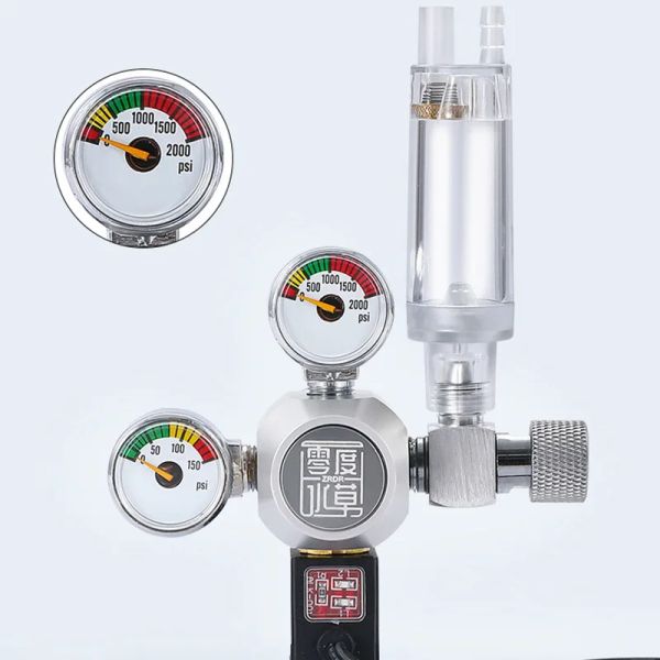 Equipamento Zrdr Co2 Regulador Medidor de pressão Redutor de dióxido de carbono Counter válvula de válvula de cilindro elétrico Acessórios para aquário Pesca