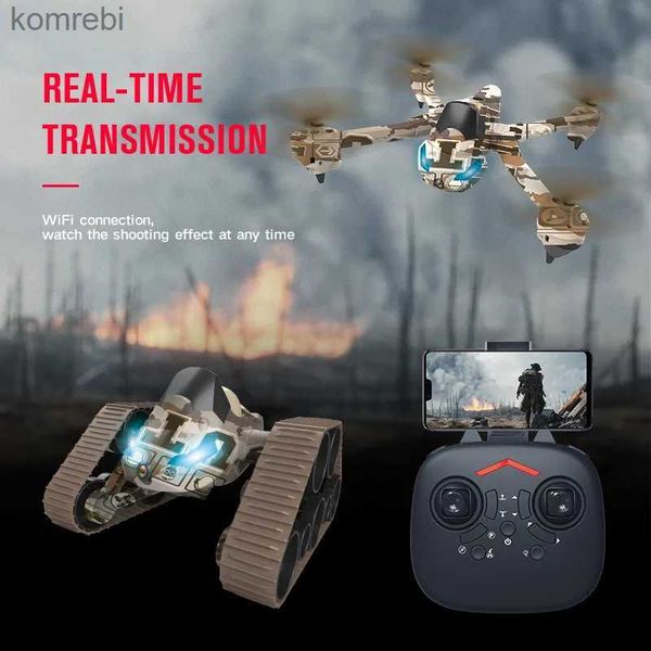 Drones novo controle remoto tanque aeronaves quadcopter terra e ar dois-em-um wifi câmera drone drones com câmera menino brinquedo presente 24313