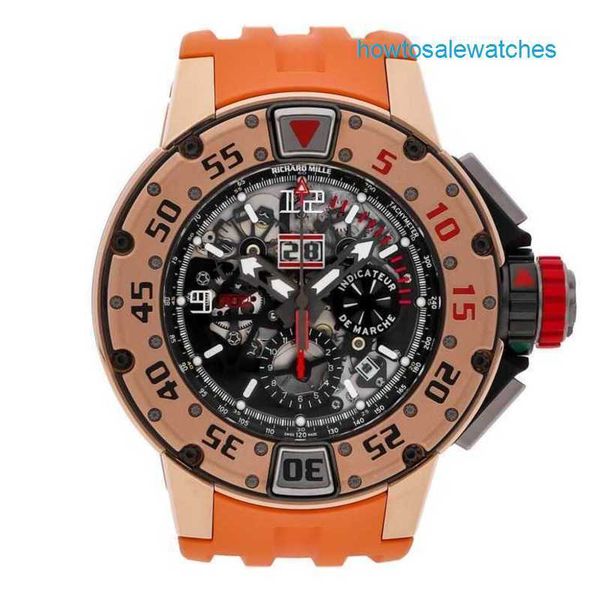 Otomatik İzle RM Saat Marka İzle RM 032 Flyback kronograf Diver Auto Gold Erkekler Saat Rg