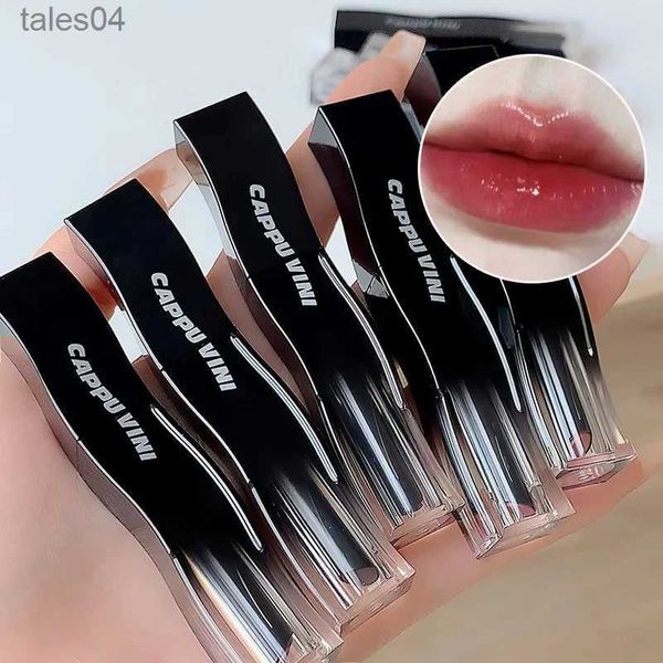 Batom Moda Ondulado Tubo Preto Lip Gloss Vidro Maquiagem Cristal Lipgloss Longa Duração Hidratante Líquido Batom Lip Tint Cosméticos 240313