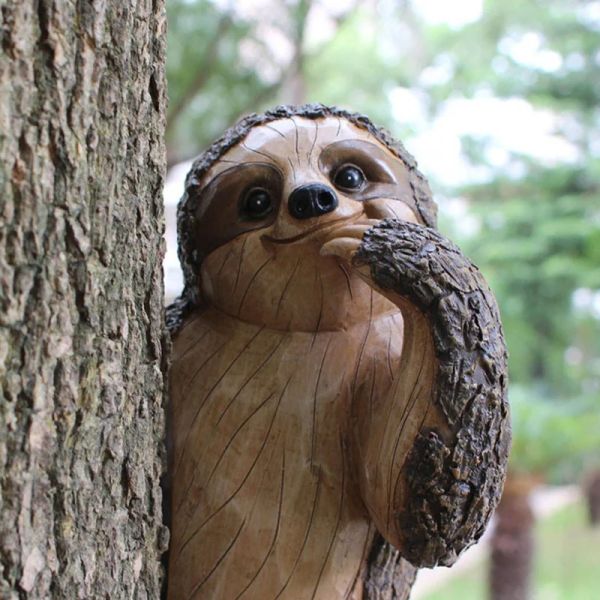 Sculture Creative Outdoor Tree Sloth Figurine Appeso Statua in resina Hugger Scultura animale Giardino Patio Cortile Decorazione del paesaggio