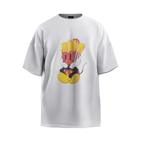 24ss Cartoon Patatine fritte Stampa Plus Size Tee Maglietta da uomo Primavera Estate Donna Street skateboard Maglietta casual in cotone 0313