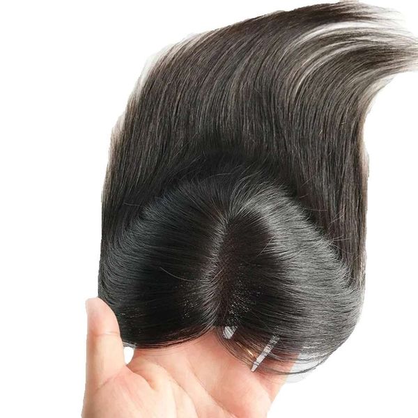 Perucas de renda swis toppers clipe em pedaços de cabelo completo feito à mão em linha reta topper capa branco natural couro cabeludo gg