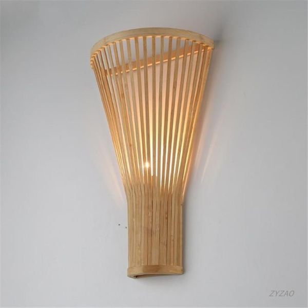 Decoração rural de bambu e27 lâmpada parede criativo jardim woodiness luz parede fazenda casa el escada corredor decoração interior lamp201e