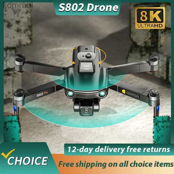 Drones S802 Drone Profissional de 3 eixos EIS Anti-Shake GPS HD Câmeras duplas Posicione o fluxo óptico na duração da bateria longa WiFi RC FPV 24313