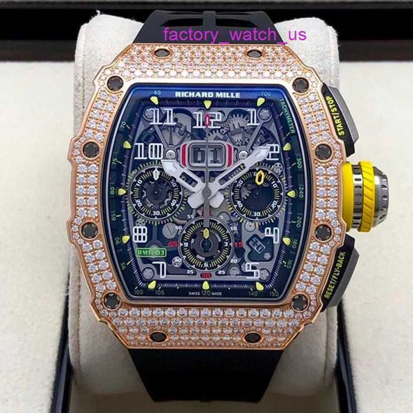 Orologio antico Orologio RM Orologio Athleisure Rm11-03 Machinery 44,5*50mm Rm1103 Oro rosa Diamante grezzo