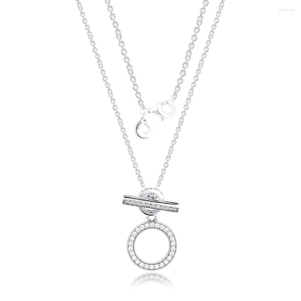 Ciondoli CKK Doppio Cerchio T-bar Collier Collana Girocollo Donna Kolye Collares Colar Mujer Collane con colletto gioielli in argento sterling 925