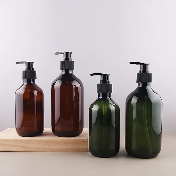 Bottiglie di stoccaggio 10 pezzi 300 ml 500 ml Vuote da viaggio di grandi dimensioni in plastica Marrone Verde Shampoo Gel doccia Sapone liquido Imballaggio cosmetico