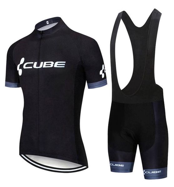 Nuovi uomini Cube Team Maglia da ciclismo Tuta manica corta Camicia da bici Pantaloncini con bretelle Set Estate Quick Dry Abiti da bicicletta Uniforme sportiva Y20042684889