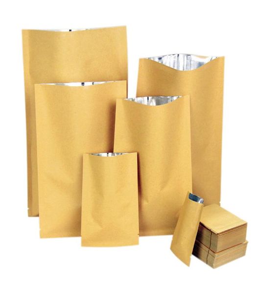 100 pz open top chiusura sottovuoto sacchetti di carta kraft marrone pacchetto sacchetti di imballaggio con valvola di tenuta termica sacchetti di imballaggio per conservazione degli alimenti bags6292451