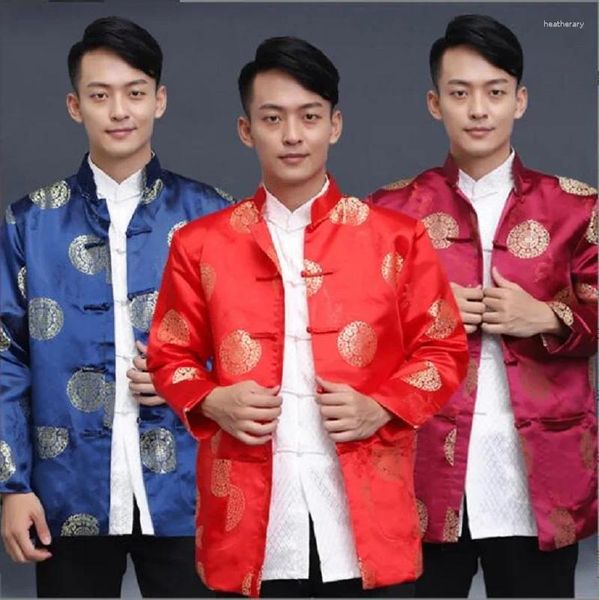 Ethnische Kleidung Chinesische traditionelle Satinjacke Herren Tang-Anzug Kostüm Jahr Kleidung Hanfu Geburtstag Party Stil Casual Mantel