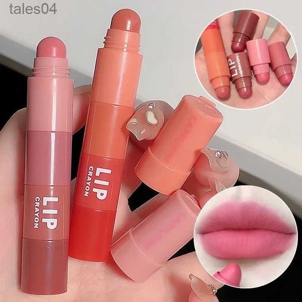 Batom 4 em 1 Nude Matte Batom Lápis Kit Velvet Sexy Red Lip Tint Copo Antiaderente Multicor Batom Caneta Maquiagem Lábios Cosméticos Conjunto 240313