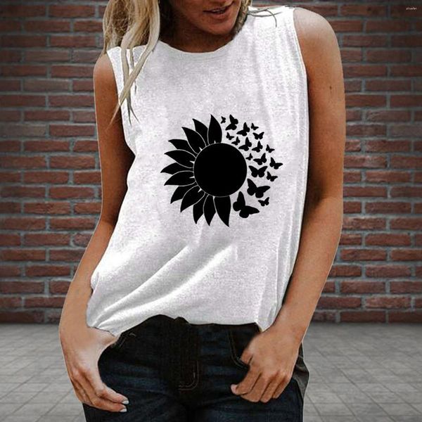 Женские танки без рукавов Top Fashion Fashion Loak Sunflower Print Tank Casual Blouse