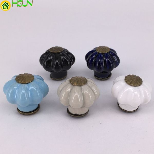 10 pçs pequena abóbora cerâmica armário de cozinha puxadores puxa armário porta cômoda gaveta botões handles292r