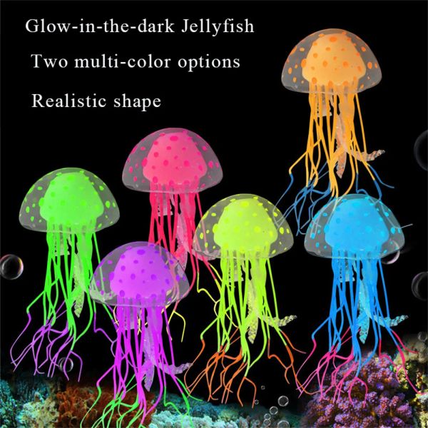 Decorazioni 6 pezzi nuoto artificiale meduse luminose decorazione acquario acquario subacquea pianta viva ornamento luminoso paesaggio acquatico