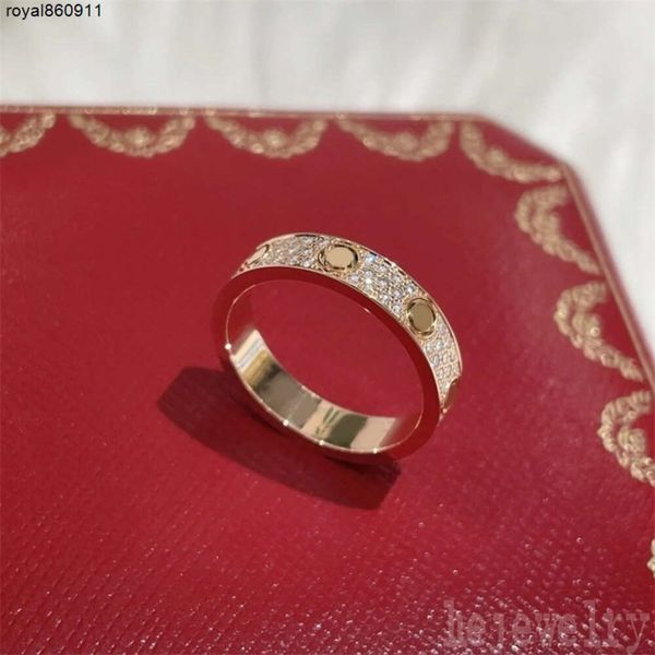 Designer clássico luxo parafuso homens anel amor duas fileiras de diamante embutimento carta de aniversário promessa casais modernos anéis de noivado feminino