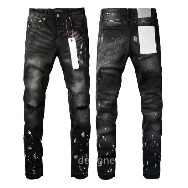 Schwarze Herrenjeans, Designerjeans, Lila, Markenjeans für Herren, zerrissene Hose, luxuriöse Damen-Retro-Röhrenjeans, gerade Streetwear, Slim-Fit-Hose, Damenhose mit niedriger Leibhöhe