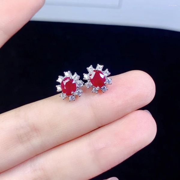 Stud Küpe Tasarımcısı Ruby Silver 925 Kadın Mücevherleri Kadın Estetik Taşlarda Ücretsiz Teslimat