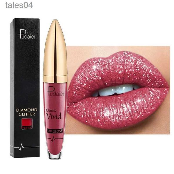 Batom Pudaier Glitter Velvet Matte Lip Gloss À Prova D 'Água de Longa Duração Vermelho Preto Líquido Batons Maquiagem Sexy Brilhante Lip Tint Cosméticos 240313