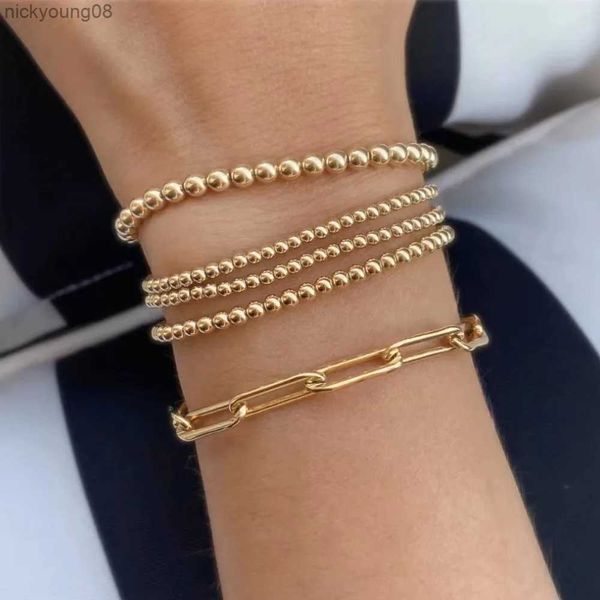 Armreif Edelstahl 3MM 4MM Kugel Perlen Manschette für Frauen Männer Gold Silber Farbe Armbänder Charms Metall Aussage schmuckL2403