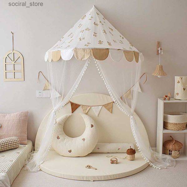 Tende giocattolo Orso cartone animato Tenda da gioco per bambini portatile Casa da gioco per bambini Castello Lettino a baldacchino Culla Rete Tenda pieghevole per ragazza Ragazzo Room Decor L240313