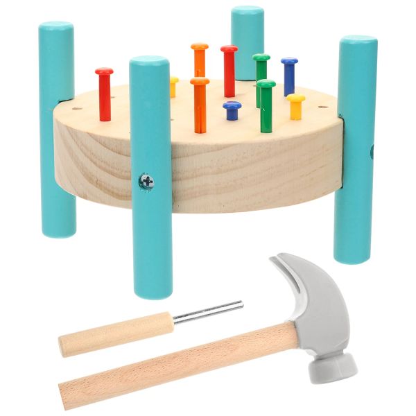 Martelo de madeira para bebês, brinquedo de simulação, jogo divertido para crianças, chave de fenda, bancada de trabalho, mesa de martelo para crianças pequenas