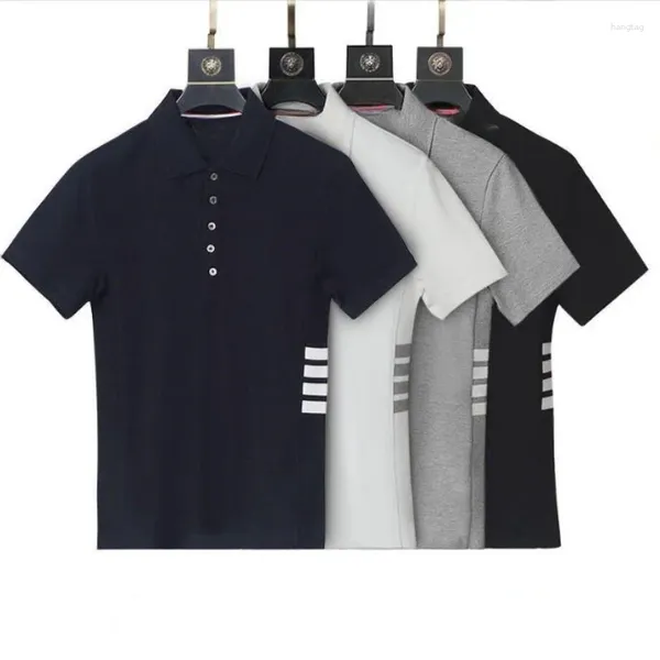 Herren T-Shirts Männer Frauen Umlegekragen Baumwolle T-Shirt Mode Sommer Poloshirt Lässig Gestreiftes Design Formale Business Bluse Koreanische Tops