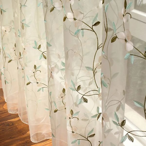 Cortinas japão bordado tule cortinas para sala de estar janela meninas sheers cortina para quarto persianas