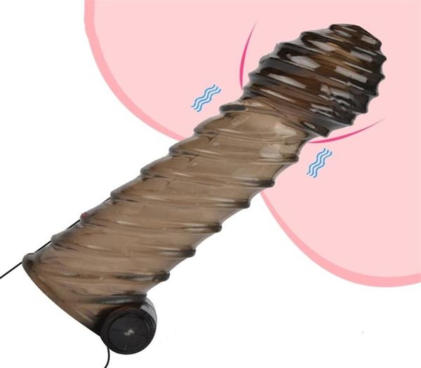 Giocattolo del sesso Massaggiatore Manicotto del pene Vibratore Extender Riutilizzabili Eiaculazione ritardata Giocattoli per uomini Estensione del cazzo Sexshop6187951