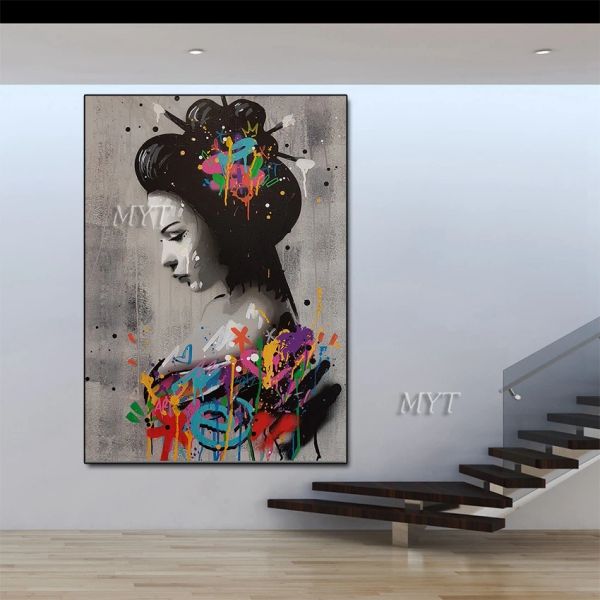 Calligrafia Una ragazza con fascino Pittura a olio astratta Moderna Arte della parete Soggiorno Immagine Decorazione della casa Pittura 100% fatta a mano Unframe
