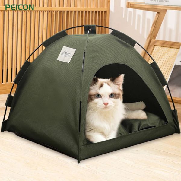 Esteiras casa de gato cama dobrável interior tenda de gato almofadas quentes sofá cesta camas tendas de gato de estimação à prova dwaterproof água inverno gatos ninho gatinho tendas