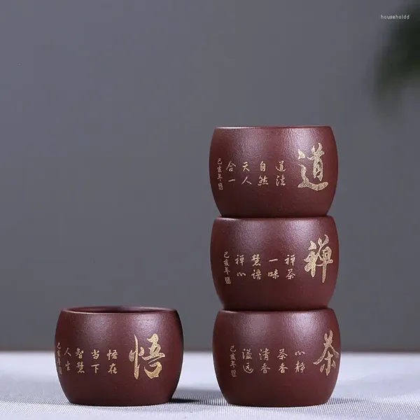 Çay Bardakları Yixing Clay Master Tek Bardak El Oyunculu Çin Hat Kung Fu Kişisel Zen Wudao Tören Muteserleri 65ml 1 PC
