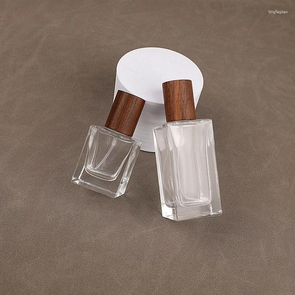 Флаконы для хранения, 30 шт., 30 мл, прозрачное стекло, парфюмерный спрей премиум-класса, пустая квадратная обжимная бутылка с никелем