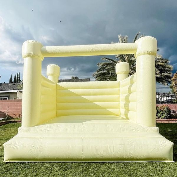 wholesale Macaron giallo Bounce House Matrimonio Gonfiabile Bianco Castello gonfiabile ponticello Case Bouncer Combo per bambini Adulti con ventilatore aria libera nave