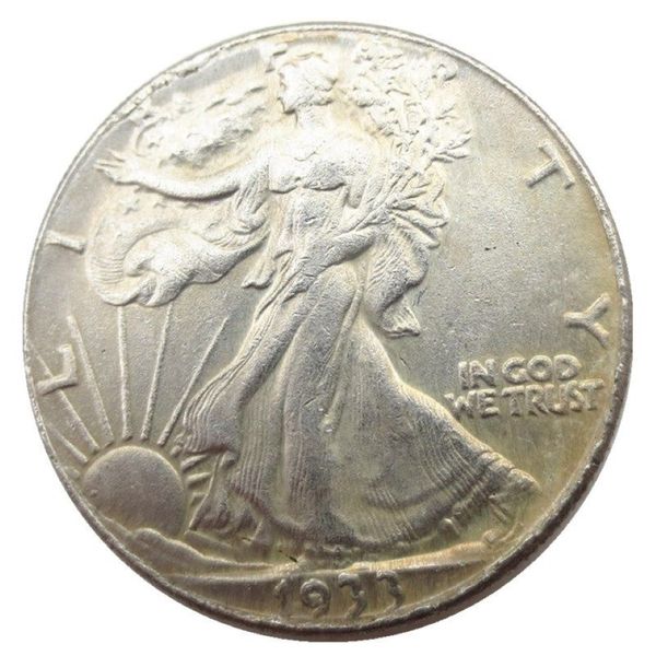 Eua 1933s andando liberdade meio dólar artesanato banhado a prata cópia moeda ornamentos de latão decoração para casa acessórios299y