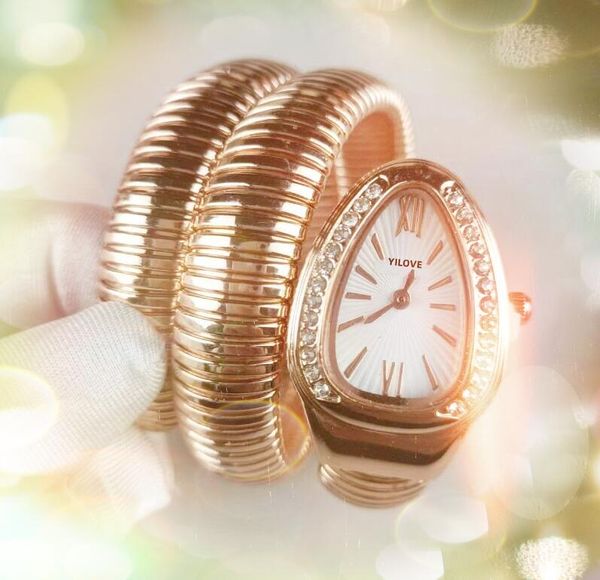 Moda donna semplice quadrante piccolo orologio cassa in acciaio metallo movimento al quarzo catena orologio specchio zaffiro oro rosa argento colore due perni braccialetto serpente orologio da polso regali
