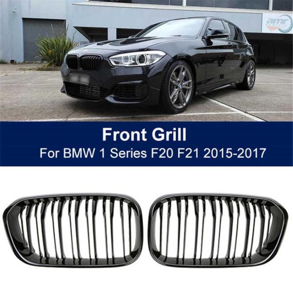 Ön tampon böbrek ızgarası çift çıta yarış spor ızgara BMW için Fit BMW F20 F20I LCI 120I 1Series 2015 Araba Aksesuarları3268910