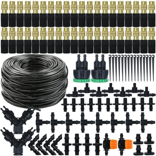 Kits 1050m Jardim 4/7mm Mangueira Automática Gotejamento Sistema de Kit de Irrigação 1/4 '' Bicos de Névoa de Latão para Gramado Vaso Planta Estufa