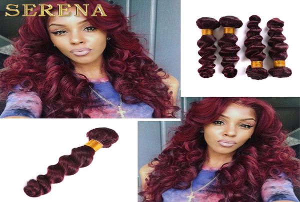 8a Fasci di capelli rossi onda sciolta brasiliana 4 pezzi vino rosso bordeaux tessuto brasiliano dei capelli umani 99j vergine brasiliano sciolto Anuty Funmi 7215891