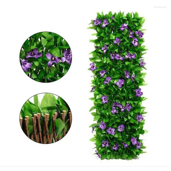 Fiori decorativi Viti verdi in legno espandibile finta privacy recinzione decorazione artificiale del giardino pannello Hek protetto dai raggi UV