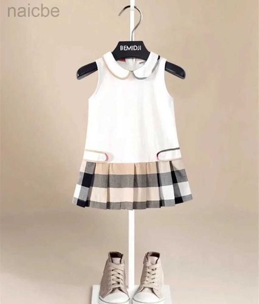 Mädchenkleider Neues Kleid Kleinkind Kinder Baumwollkleider Babykleid Kleidung Ärmelloses Kragen-Tenniskleid 1-6T ldd240313