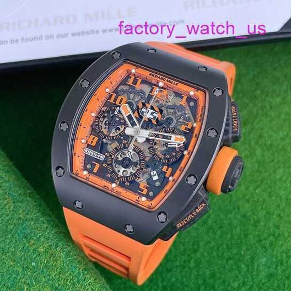 Weibliche funktionale RM-Armbanduhr Serie RM011-FM Orange Keramik Limited Edition Mode Freizeit Sport Maschinen Armbanduhr RM011