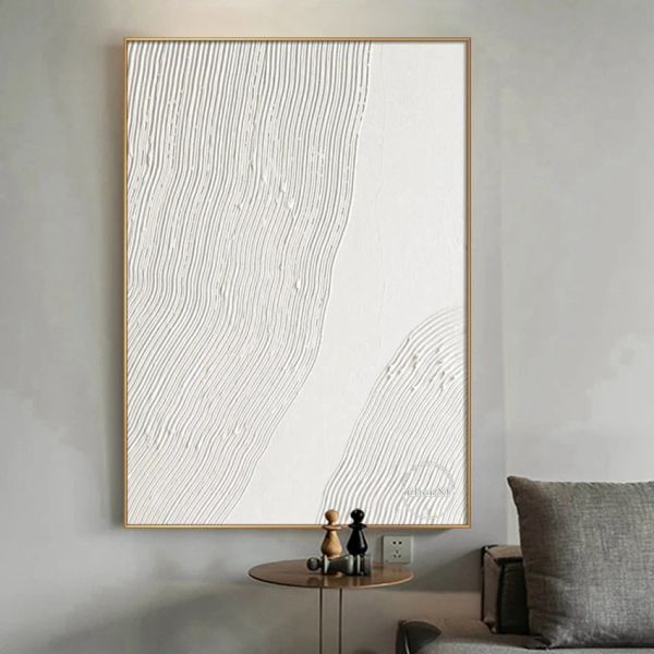 Caligrafia frete grátis venda quente contemporânea pintados à mão abstrata linha branca pinturas em tela grande decoração do quarto sem moldura